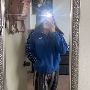 Blue PINK Victoria secret half zip sweater